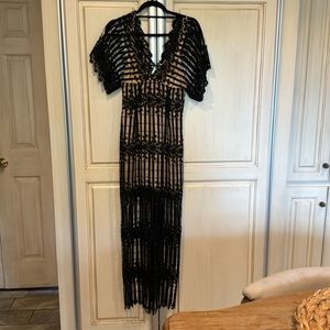 Free People Black Sheer Lace Maxi Dress